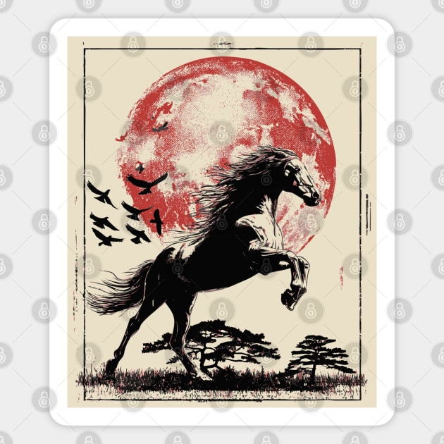 Galloping Horse and Crimson Moon Magnet by TuncGK